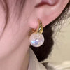 Vintage Iridescent Pearl Drop Earrings for Women Sweet Geometric Hoop Earrings Simple Casual Versatile Jewelry Gift - Image 3