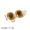 Products Statement Nature Stone Tiger-eye Earrings Gold Plated Stainless Steel Pearl Stud Earrings for Women - Image 6