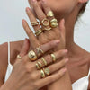 Irregular Hollow Geometric Open Ring Set 14 Pieces - Image 1