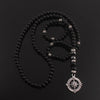 6mm Matte Black Obsidian Necklace with Compass Pendant for Men Handmade Jewelry - Image 3