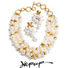 Arrivals Handmade Jewelry Simulated Pearls Round Beads Chain Layered Necklace Earrings Stainless Steel Flower Chic Jewelry - Image 1