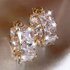 Golden Plated Cubic Zirconia Drop Hoop Earrings for Women Huggies Party Jewelry Gifts - Image 1