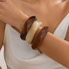 Vintage Punk Brown Coffee Thick Resin Acrylic Bangles Geometric Irregular Wide Cuff Bangle Bracelet For Women Men Jewelry - Image 2