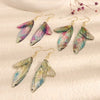 Rainbow Gradient Color Resin Double Butterfly Wings Long Drop Earrings for Women Gold Plated Alloy Wedding Jewelry - Image 1