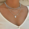 Silver Three-Layer Stacking Necklace Women Simple Strip Pendant Collarbone Chain Jewelry - Image 13