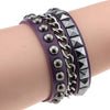 Purple Goth Bracelets For Women Punk Boho Emo Spike Rivets PU Leather Charm Bracelet Cuff Bangles Festival Jewelry Party Gifts - Image 4