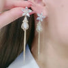Crystal Flower Tassel Drop Earrings for Women Shiny Zircon Opal Long Dangle Earrings Girls Party Wedding Jewelry Gift - Image 8