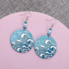 Beach Vacation Style Geometric Round Blue Waves Acrylic Earrings For Women Elegant Casual Charming Ladies Party Jewelry - Image 3