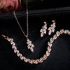 Brilliant Zirconia Leaf Necklace Earrings Rings Bracelets Set for Women CZ Drop Bridal Wedding Jewelry Sets - Image 22