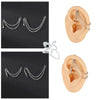 ZS 20G 2Pcs/lot Heart Moon Double Layer Chain Stainless steel Ear Chain Moon Spike Crystal Ear Stud Cartilage Earrings Jewelry - Image 3