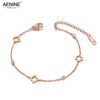 Stainless Steel CZ Crystal Flower Plant Charm Bracelets For Women Girls Rose Gold Chain Link Bracelet Jewelry - Image 1