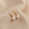 Delicate Irregular Freshwater Pearl Earring For Women Gold Color Metal Hanging Drop Earrings Statement French Jewelry - Image 6