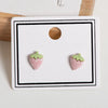 Multicolor Small Dot Cute Strawberry Ceramic Earrings with Anti allergic Pin Handmade and - Image 8