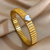 Simple Elastic Stainless Steel Bangles for Women Vintage Classic Heart Star Inlaid Rhinestone Bracelet Bangle - Image 15