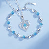 Silver Heart Shaped Necklace Bracelet Set for Women Vintage Korean Crystal Bracelets Set Party Jewelry - Image 1