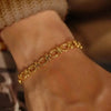 Gold Plated Chunky Oval Link Chain Bracelets for Women Thick Stainless Steel Jewelry - Image 1