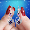 Cute Female Blue Love Heart Dangle Earrings Classic Silver Color Wedding Rainbow Crystal Round Stone Jewelry For Women - Image 3