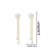 Obega Korean White Flower Imitation Pearl Stud Earrings Gold Color Tassel Fairy Long Earrings Girls Gift Bridal Jewelry - Image 3