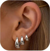 3Pairs Hoop Earrings Set for Women Gold Silver Plated Earring Small Huggie Hoops Lightweight Hoop Earrings Stack - Image 7