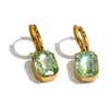 Stainless Steel Hoop Earrings Green Pink Blue K9 Crystal Rectangle Drop Aesthetic Golden Women Jewelry - Image 9