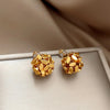 Handwoven Irregular Small Ball Earrings for Women and Man Golden Color Metal 3D Design Accessory Feel Jewelry - Image 3