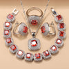 Square Cubic Zirconia Silver Wedding Jewelry Sets Earrings Necklace Bracelet Ring For Women Gift - Image 13