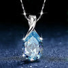 Silver Necklace Angel Tears Crystal Blue Topaz Pendant Necklace for Woman Charm Jewelry Gift - Image 1