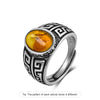 Vintage Black Onyx Silver Rings Retro Silver Oval Black Rings Tiger Eye's Jewelry Tail Rings For Men - Image 12