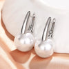 Imitation Pearl Drop Earrings in Silver Tone - Image 2