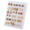 18 Pairs Colorful Rhinestone Hollow Flower Animal Mix Style Plastic Stud Earrings Set For Women Girls - Image 5