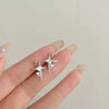 Silver Color Cross Star Zircon Stud Earrings for Women Girl Korean Four-Pointed Star Personality Earrings Jewellery - Image 1
