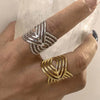 Vintage Stainless Steel Asymmetric Hollow Rings for Women Men Punk Multi Layer Irregular Fan-Shaped Opening Rings Jewelry Gifts - Image 1