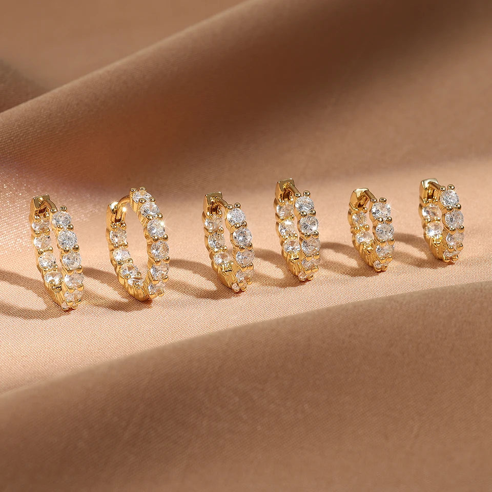 Cubic Zirconia Huggie Cartilage Hoop Earring Set 6 Pieces - Image 1