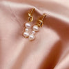 Three Freshwater Pearls Strand Drop Earrings For Women Gold Plated Brass Long Earring Statement Jewelry - Image 8