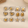 Design Gold Silver Mixed Color Titanium Steel Geometric Stud Earrings Set Women's Classic Charm Earr - Image 1