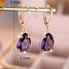Charm Female Purple Water Drop Zircon Stone Hoop Earrings Gold Color Simple Wedding Jewelry For Women - Image 6