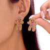 Christmas Rhinestone Gingerbread Man Earrings for Women Imitation Pearl Christmas Tree Bells Party Jewelry - Image 1