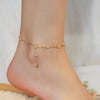 316L Stainless Steel Jewelry Beach Style Embed Zircon Beading Daisy Flower Tassel Charm Anklets Chain For Women - Image 1