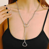 Heart O-ring Slip Chain For Women Punk Rock Necklace Stainless Steel Cuban Long Necklace Simple Adjustable Y-Necklace - Image 5