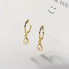 Water Drop Cubic Zirconia Hoop Earrings in Gold Tone or Silver Tone - Image 1