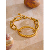 Distinctive Stainless Steel Metal Oval Chain Daily Bracelet Bangle Gold Color Wrist Charm Jewelry - Image 6