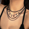 4Pcs/Set Goth Black Star Tassel Pendant Choker Necklace for Women Vintage Adjustable Metal Chain Y2K Jewelry Accessories Gift - Image 3