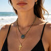 Stone Small Beads Chain Necklace for Women Bohemian Stainless Steel Charms Eye Enamel Collar Jewelry Gift - Image 2