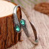 Vintage Ethnic Style Carved Floral Inlaid Zirconia Bangle Elegant Adjustable Open Cuff Bracelet Men and Women Party Jewelry - Image 3