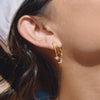 Crystal Moon Star Round Zircon Drop Earrings For Women Gold Plated Stainless Steel Earrings Jewelry Gift - Image 2
