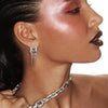 Vintage Long Chain Double Ring Two-tone Hoop Earrings for Women Sparkling CZ Zircon Small Circle Chunky Ear Ring Unique Jewelry - Image 4