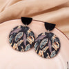 Round Black Acrylic 3D Printing Women's Leaf Earrings Dangle Vintage Casual Lightness Elegant Jewelry Daily Wear Accessories - Image 1