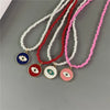 Evil Eye Charm Necklace with Colorful Beads in a Choker Style - Image 3