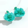 Summer Colorful Lafite Chiffon Flower Earrings for Women Boho Handwoven 3D Flower Fabric Drop Earring Beach Party Jewelry Gifts - Image 9