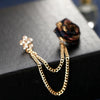 Vintage Mixed Fabric Rose Brooches Tassel Chain Men Suit Collar Brooch Broche Lapel Pin Brooches for Women Jewelry Accessories - Image 2
